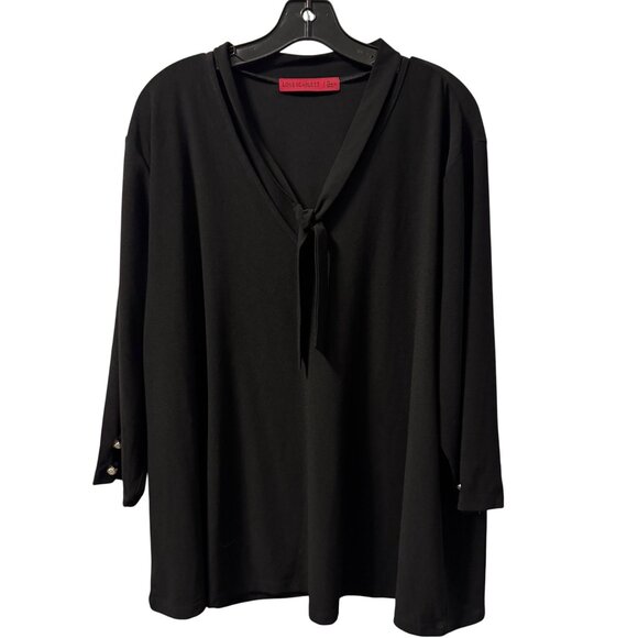 Love Scarlett Womens Top Sz 3X Black Tunic With Tie Neck & Button Cuffs - Picture 7 of 11